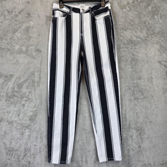 BDG Urban Outfitters Jeans Womens 27 Black White Striped High Rise Mom Tapered - Picture 1 of 11